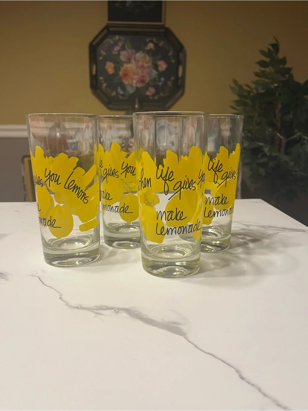 Vintage 1979 Bancroft When Life Gives You Lemons Glasses Set of 4